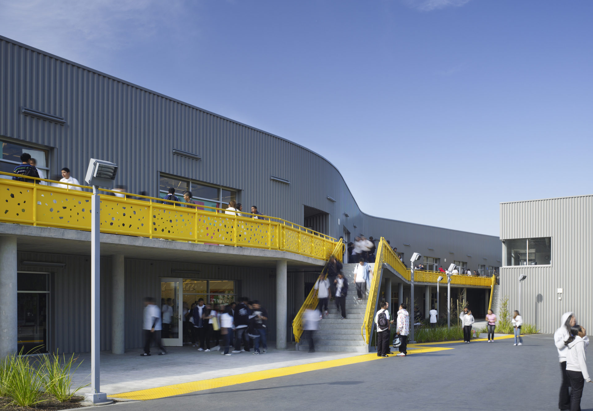 Students at school entrance