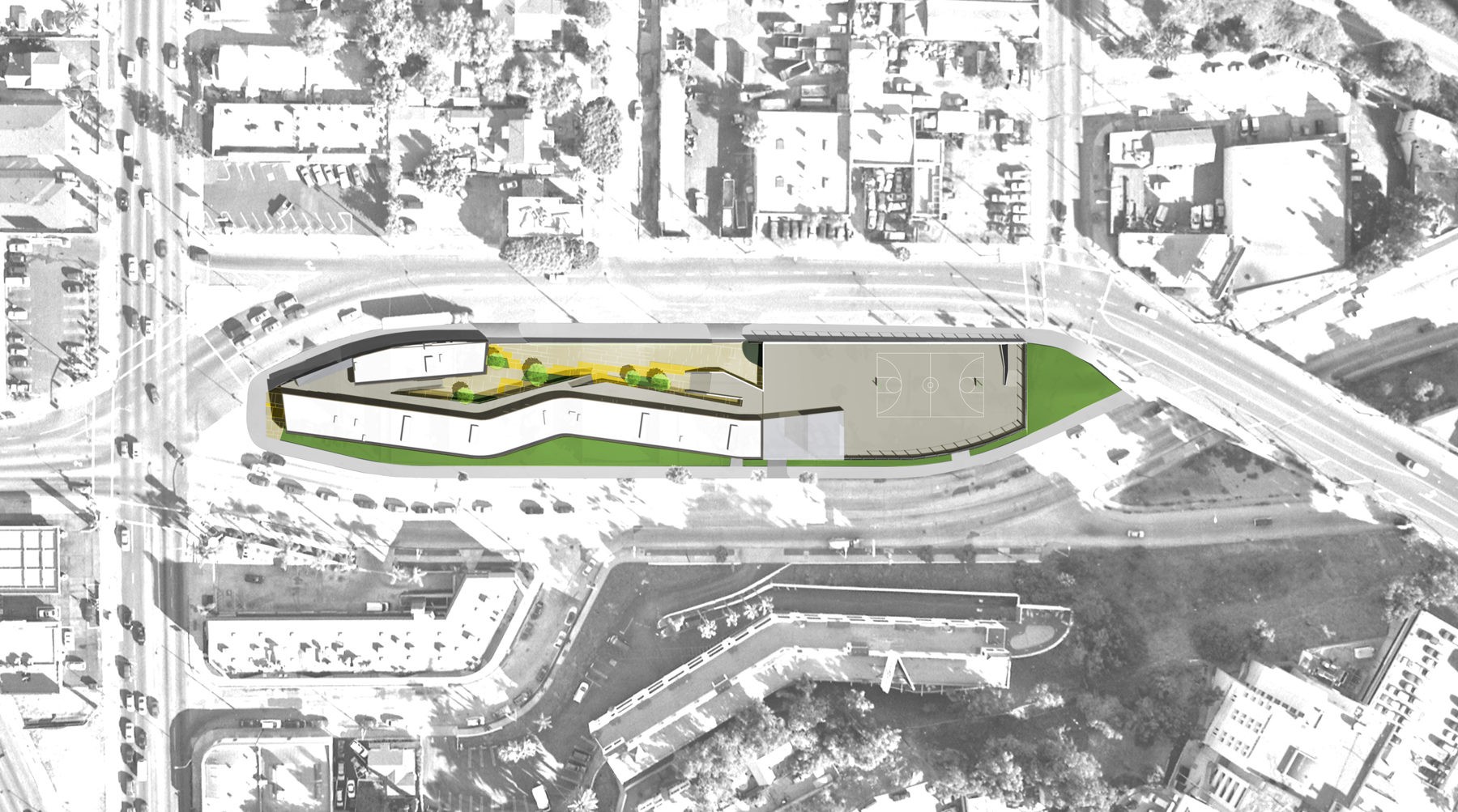 Aerial rendering of new design
